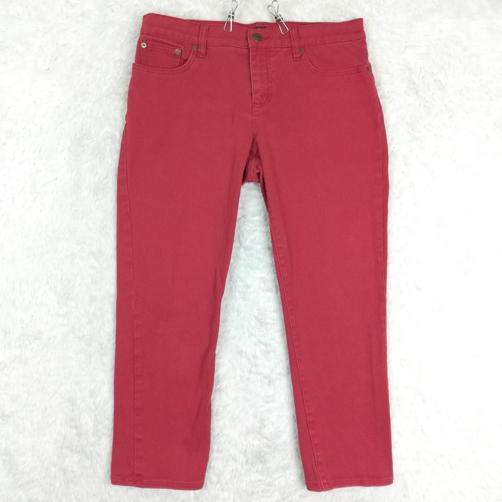 LRL Lauren Jeans Co Ralph Womens Modern Straight Ankle‎ Red Denim Mid Rise 10